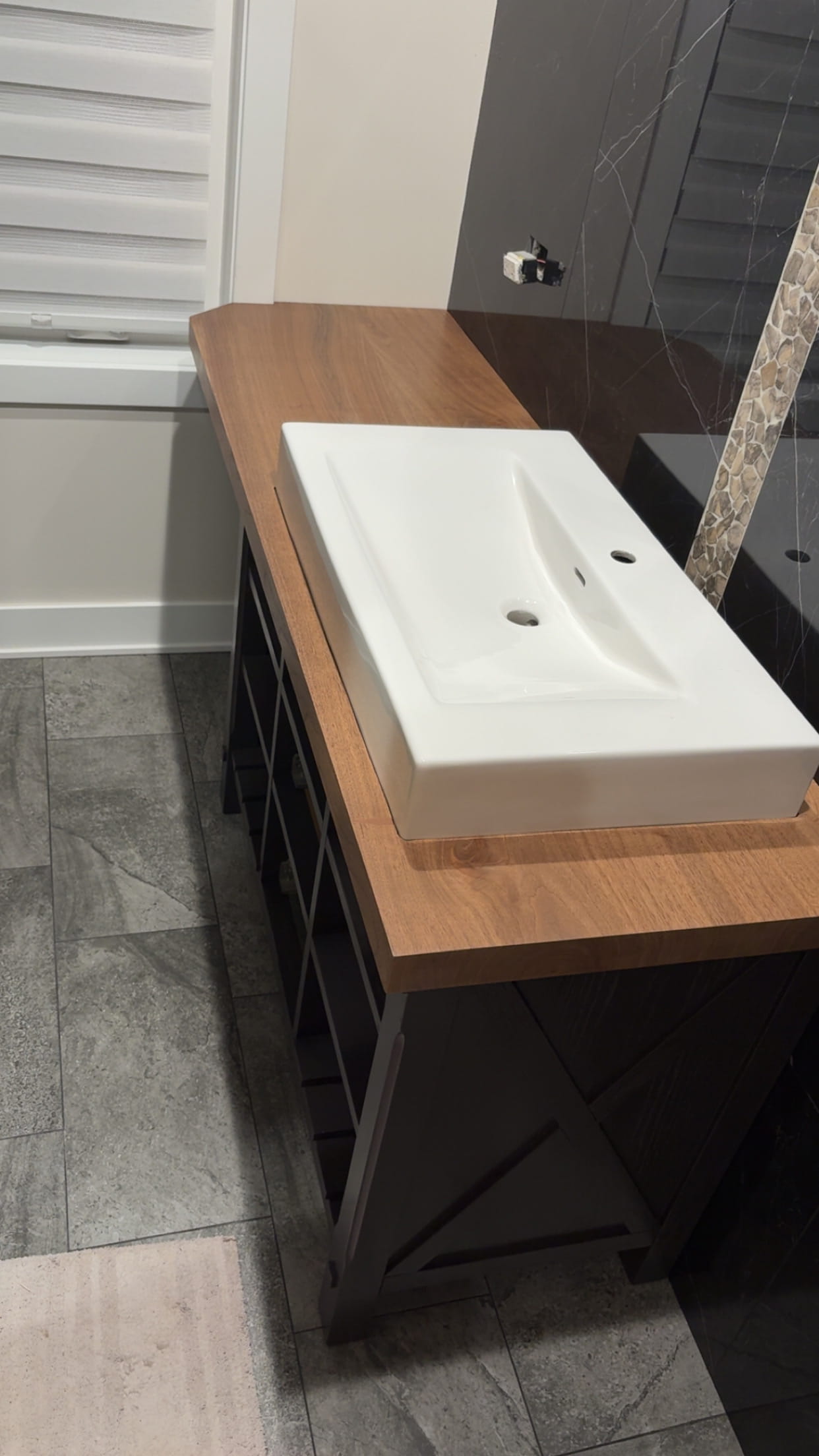 Custom vanity top with vessel sink