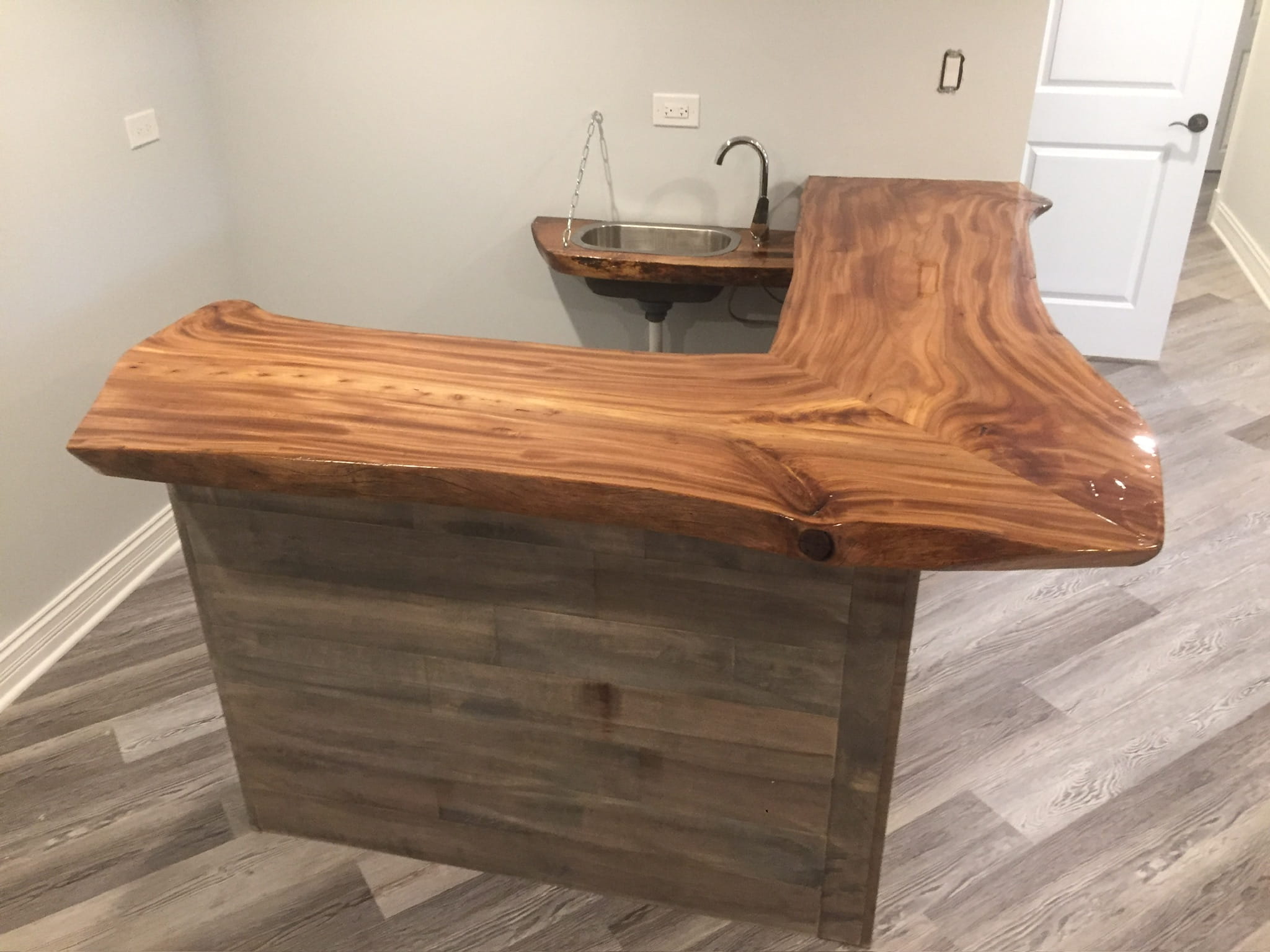 Custom live-edge wood bar top