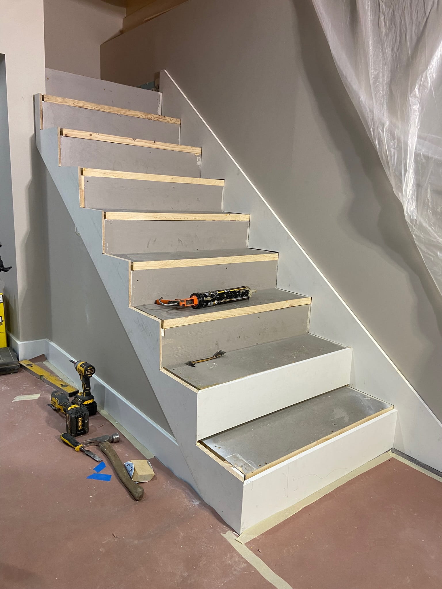 Before: landing and stairs in progress
