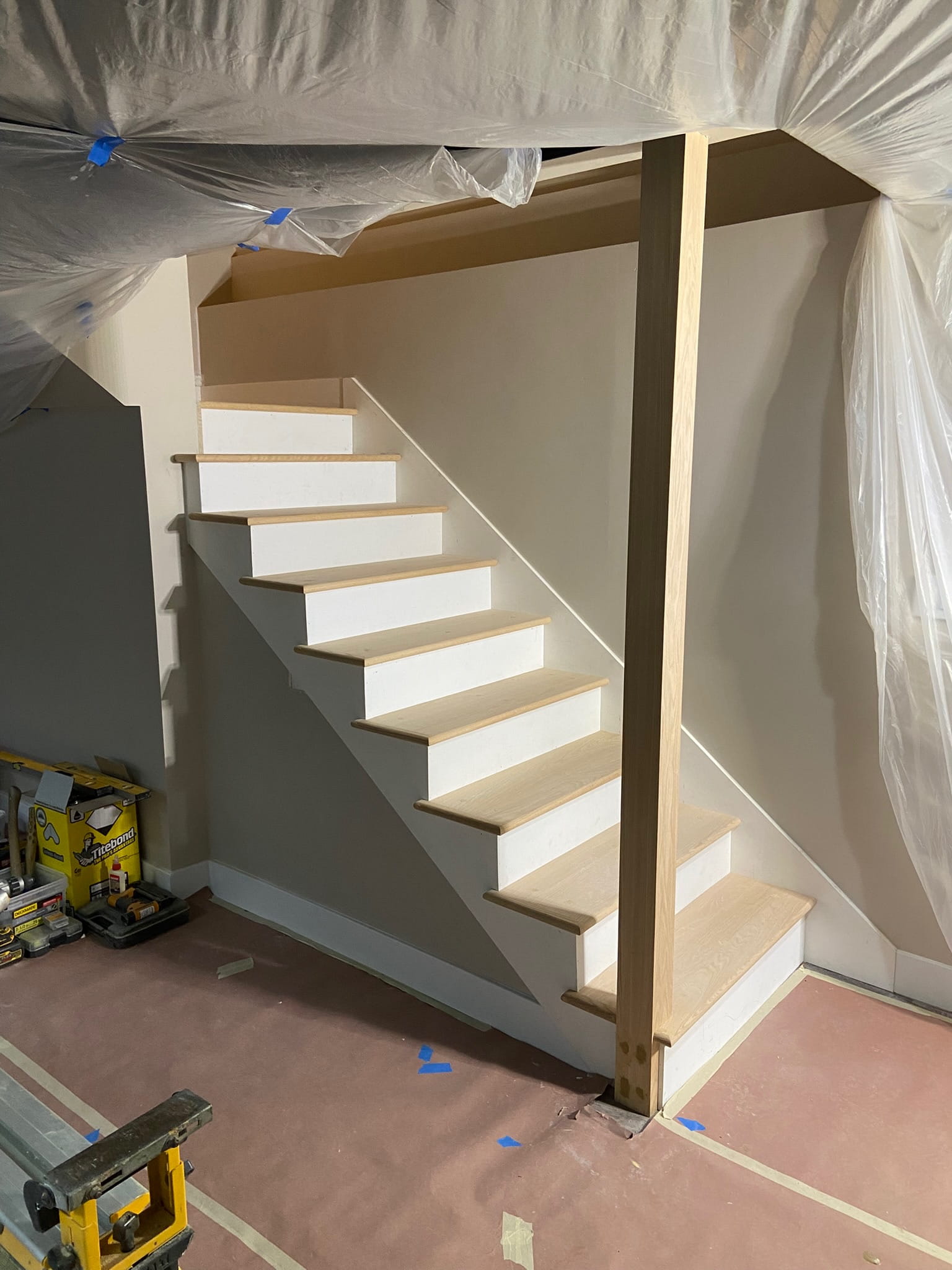 After: cleaner install stage with fitted stair details